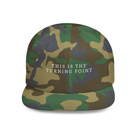 Camouflage Flat Bill Snapback Hat - This is the Turning Point, Stylish Cap for Outdoors, Fashion Statement, Gift for Him, Casual Wear